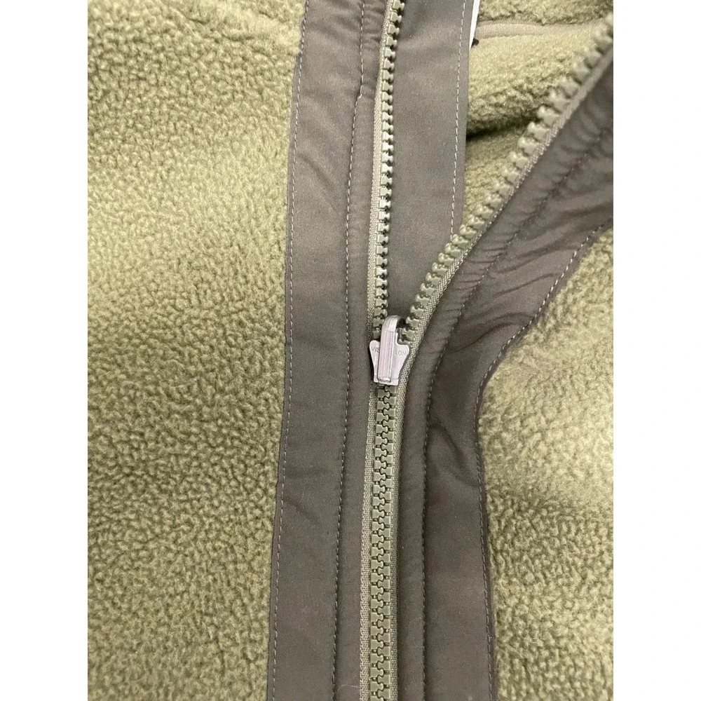 The North Face Mens XXL Olive Green Fleece Full Zip Sherpa Vest Jacket Pockets